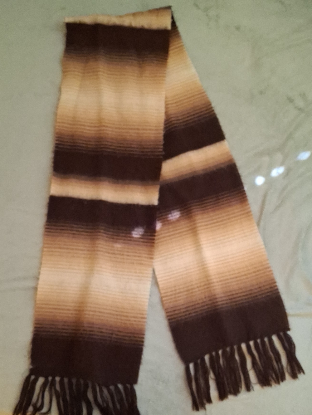 Striped Brown and Cream Men's Fringe Scarf